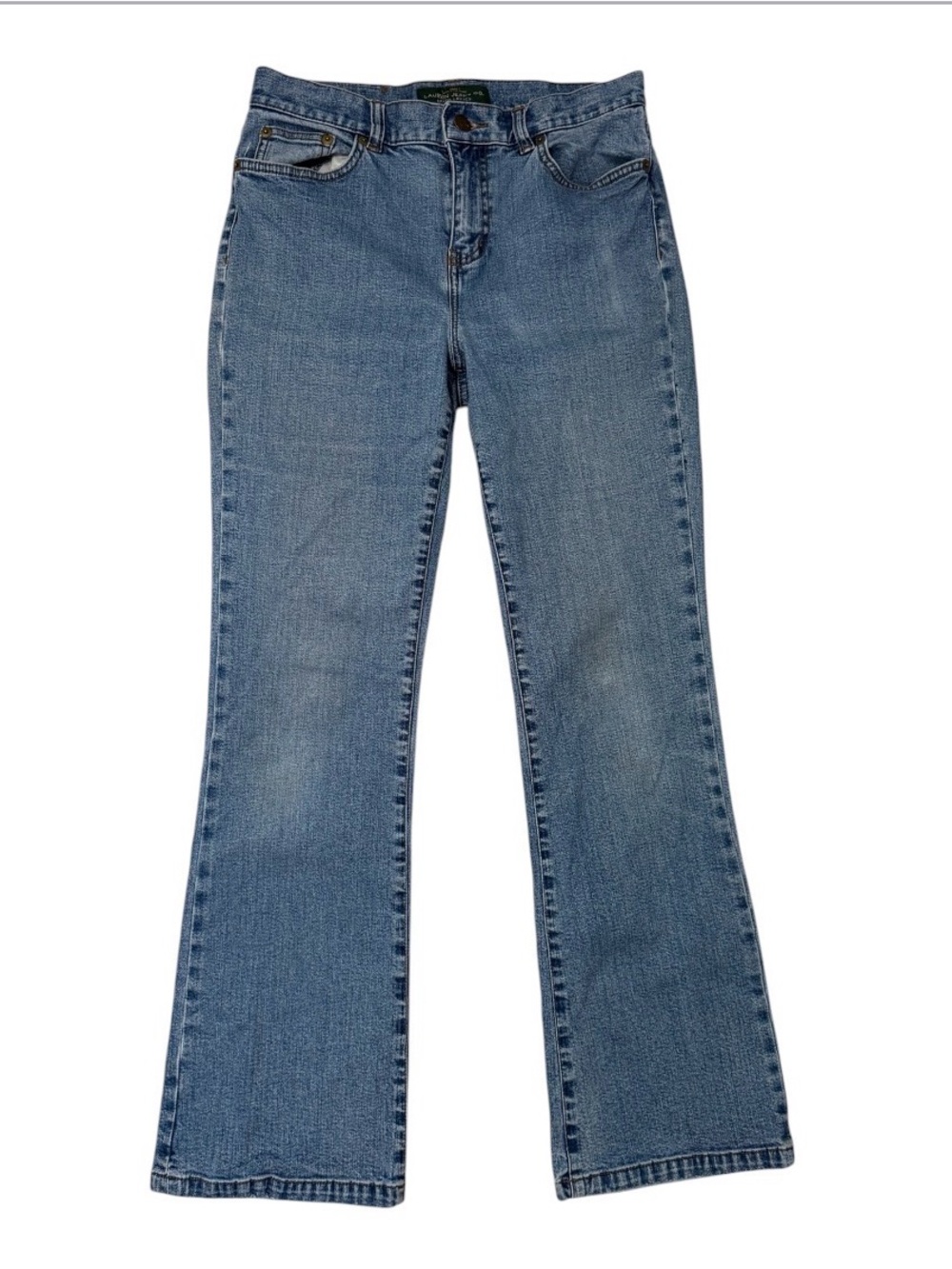 Lauren Ralph Lauren Medium Blue Classic Bootcut Jeans w/ Embroidered Flap Pocket